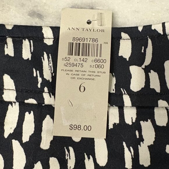 NWT Ann Taylor Fully Lined Zipper Back Straight Pencil Skirt Black White Size 6 - Picture 11 of 13